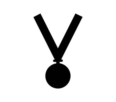 Beyaz arkaplanda madalyalı düz simge, vektör illüstrasyonu 