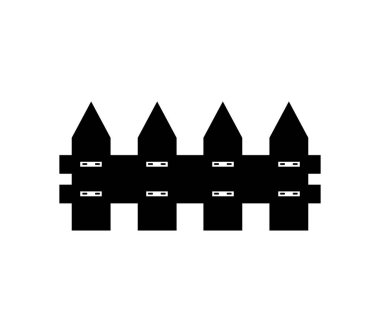 Beyaz arkaplanda tahta çit düz simgesi, vektör illüstrasyonu 