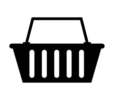 Beyaz arkaplanda alışveriş sepeti simgesi, vektör illüstrasyonu