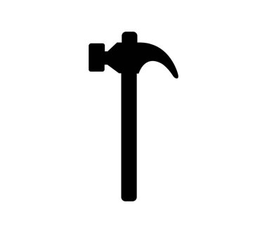 Beyaz arkaplanda vektör olarak gösterilen çekiç simgesi