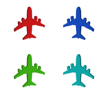 Uçaklar düz simgeler, vektör illüstrasyonu