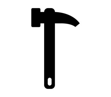 Beyaz arkaplanda vektör olarak gösterilen çekiç simgesi