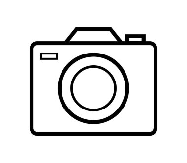 Beyaz arkaplanda vektör ile resimlenmiş kamera simgesi