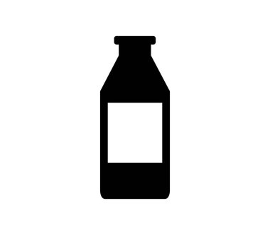 Beyaz arkaplanda şişe düz simgesi, vektör illüstrasyonu 