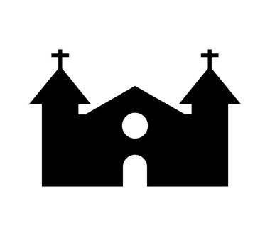 Beyaz arkaplanda vektör olarak gösterilen kilise simgesi
