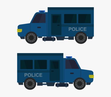 Beyaz arka planda polis minibüsü