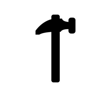 Beyaz arkaplanda vektör olarak gösterilen çekiç simgesi