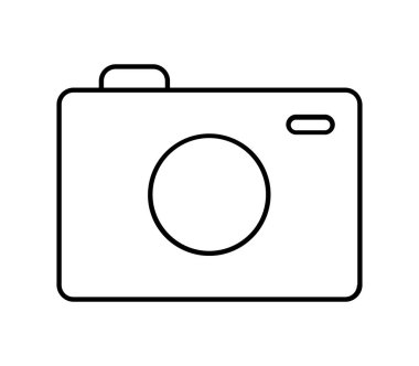 Beyaz arkaplanda vektör ile resimlenmiş kamera simgesi