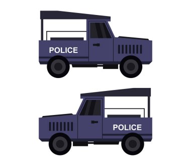 Beyaz arka planda polis minibüsü
