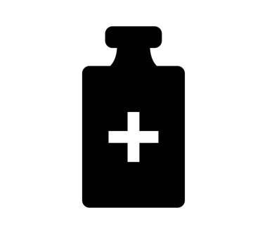 Tıbbi şişe simgesi beyaz arkaplanda vektör ile gösterilmiştir