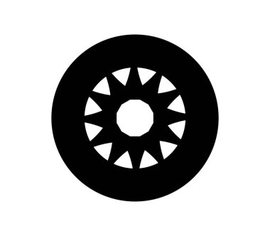 Araba tekerlek simgesi beyaz arka plan üzerinde