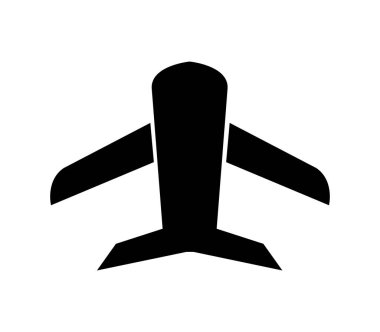 Beyaz arkaplanda vektör olarak gösterilen uçak simgesi