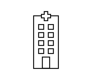 Beyaz arkaplanda hastane simgesi