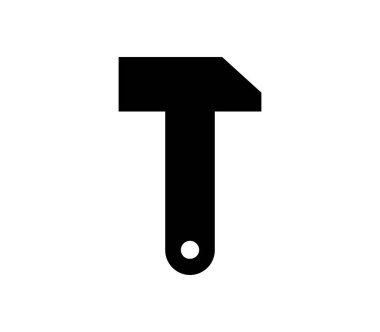 Beyaz arkaplanda vektör olarak gösterilen çekiç simgesi