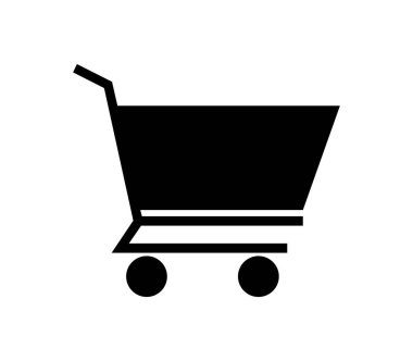 Beyaz arkaplanda vektör ile resimlenmiş alışveriş arabası simgesi