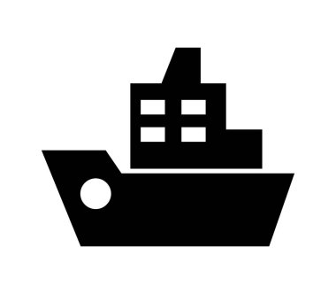 Beyaz arkaplanda vektör ile resimlenmiş gemi simgesi