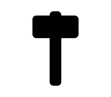 Beyaz arkaplanda vektör olarak gösterilen çekiç simgesi