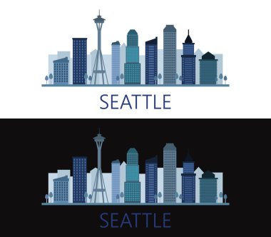 Beyaz arkaplanda ufuk çizgisi Seattle