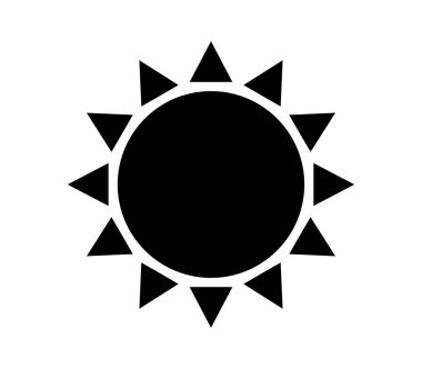 Beyaz arkaplanda vektör olarak gösterilen güneş simgesi