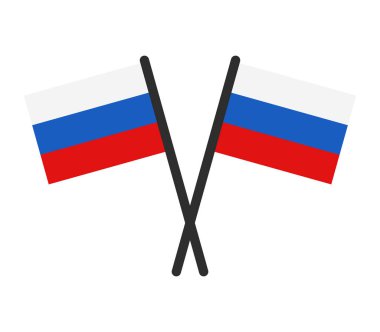 Beyaz arkaplanda Rusya bayrakları
