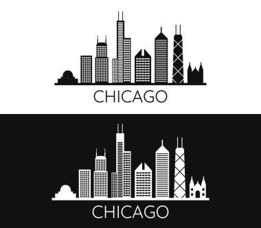 Beyaz arkaplanda Chicago silueti