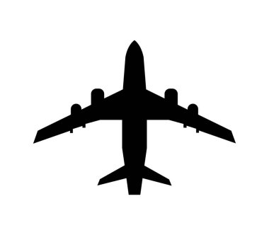 Beyaz arkaplanda vektör olarak gösterilen uçak simgesi