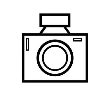 Beyaz arkaplanda vektör ile resimlenmiş kamera simgesi