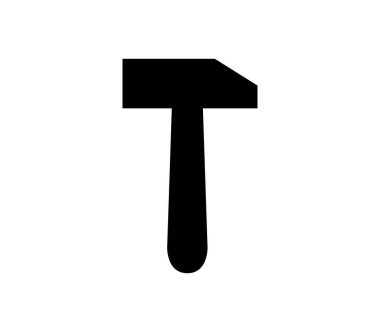 Beyaz arkaplanda vektör olarak gösterilen çekiç simgesi