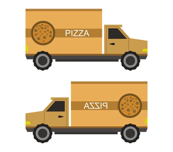 Pizza Truck White Background — Stock Vector