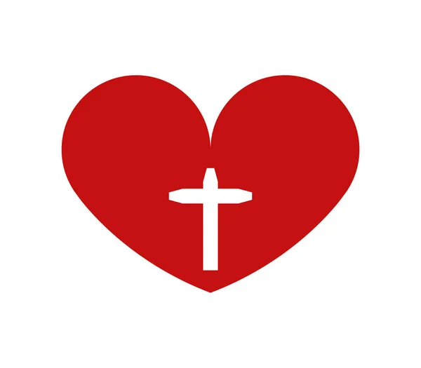 Icône Coeur Avec Croix Sur Fond Blanc — Image vectorielle
