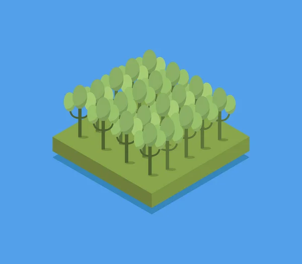 Isometrische Landschaft Mit Bäumen Vektorillustration — Stockvektor