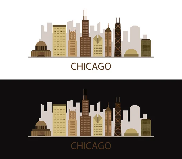 Skyline Chicago Fundo Branco — Vetor de Stock