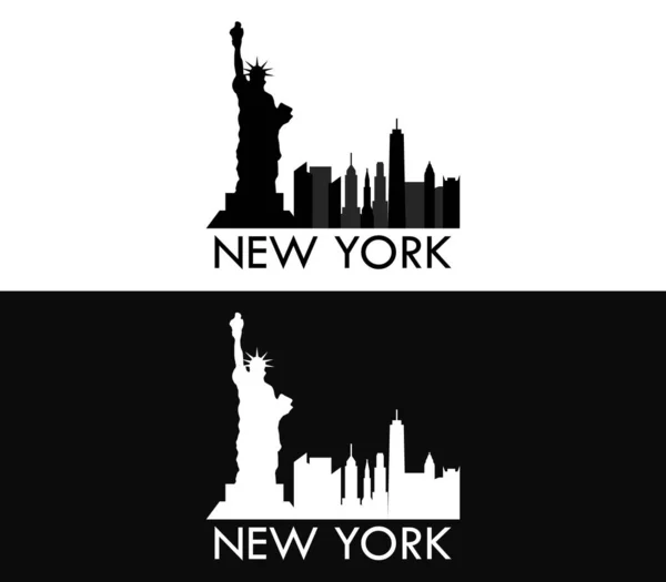 Skyline Van New York Witte Achtergrond — Stockvector