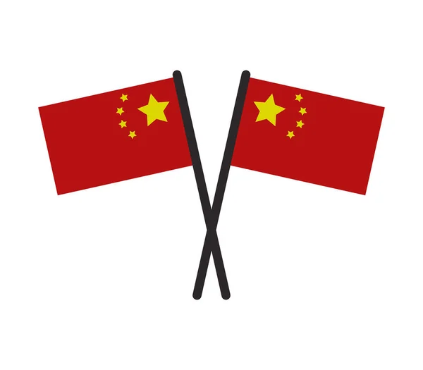 Drapeaux Chine Sur Fond Blanc — Image vectorielle