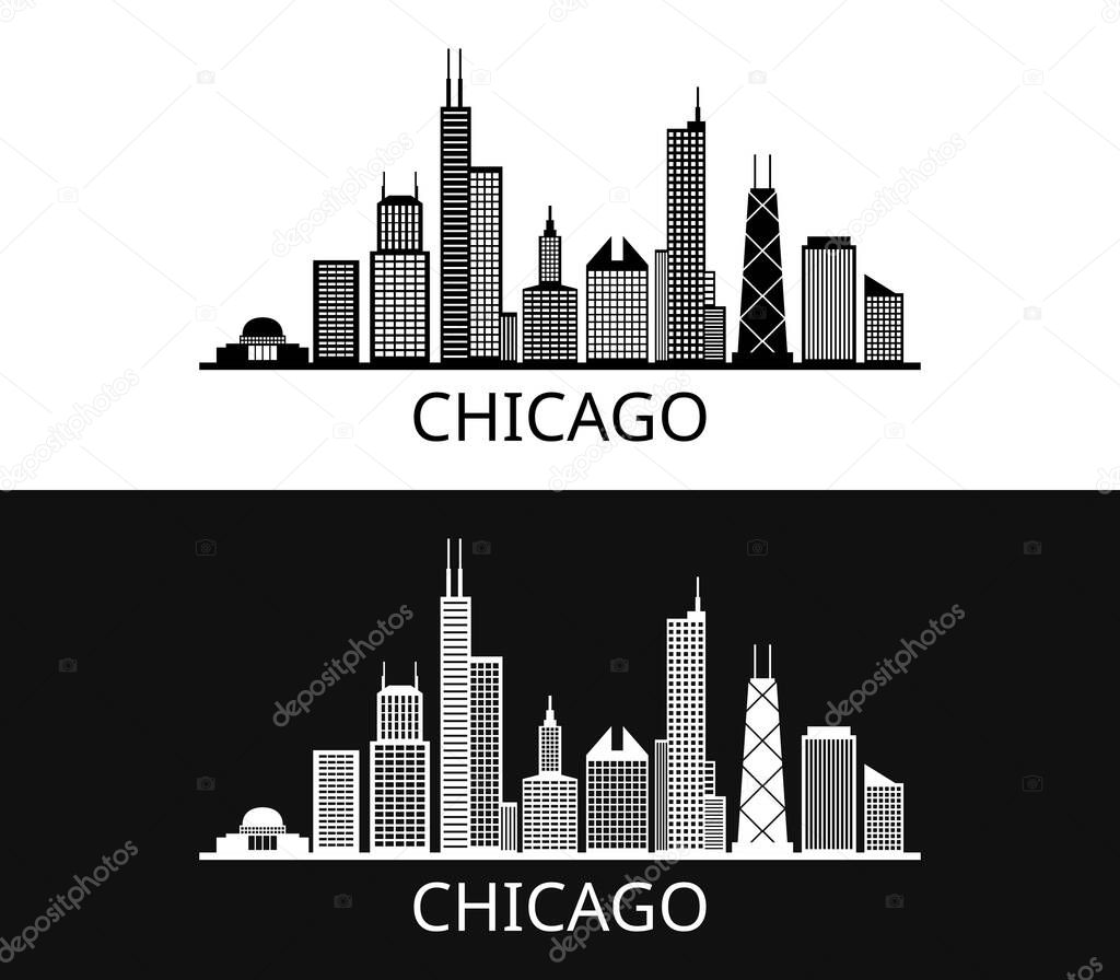 chicago skyline on white background