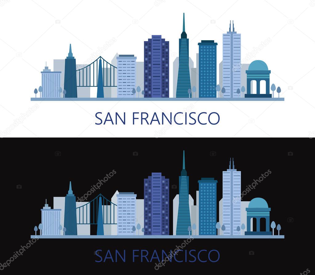san Francisco skyline on white background