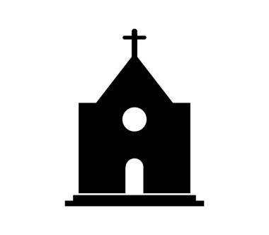 Beyaz arkaplanda vektör olarak gösterilen kilise simgesi