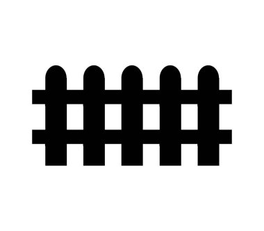 Beyaz arkaplanda tahta çit düz simgesi, vektör illüstrasyonu 