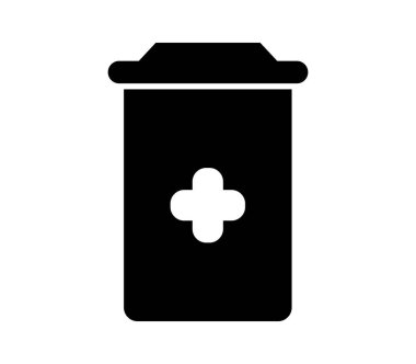 Tıbbi şişe simgesi beyaz arkaplanda vektör ile gösterilmiştir