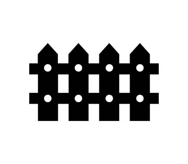 Beyaz arkaplanda tahta çit düz simgesi, vektör illüstrasyonu 