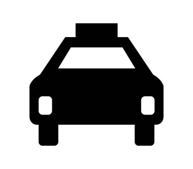 Beyaz arkaplanda vektör olarak gösterilen taksi simgesi