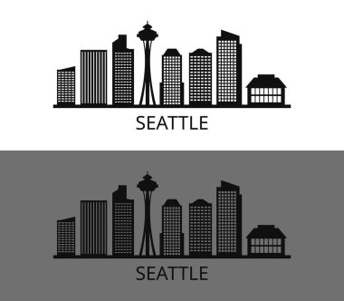 Beyaz arkaplanda ufuk çizgisi Seattle