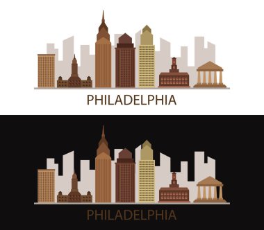 Beyaz arkaplanda Philadelphia silueti