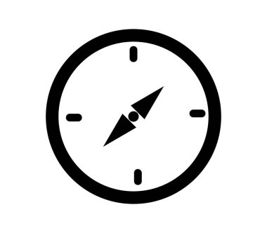 Beyaz arkaplan üzerindeki düz pusula simgesi, vektör illüstrasyonu 