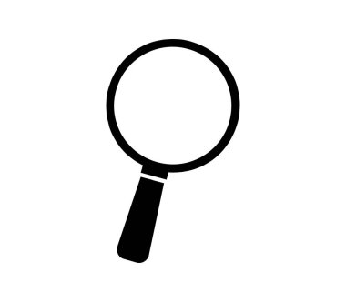 Beyaz arkaplanda büyüteç düz simge, vektör illüstrasyonu