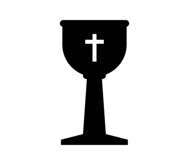 Beyaz arkaplanda vektör olarak gösterilen Hıristiyan fincan simgesi