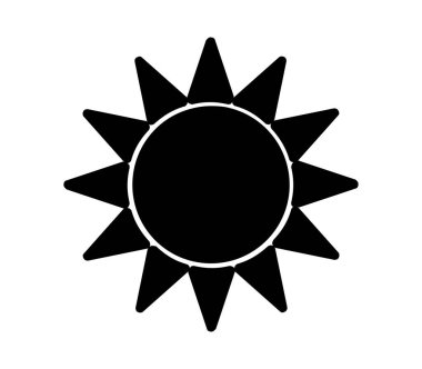 Beyaz arkaplanda vektör olarak gösterilen güneş simgesi