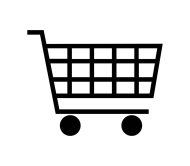 Beyaz arkaplanda vektör ile resimlenmiş alışveriş arabası simgesi