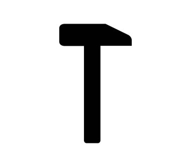 Beyaz arkaplanda vektör olarak gösterilen çekiç simgesi