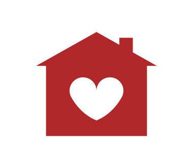 Beyaz arkaplanda kalbi olan ev simgesi